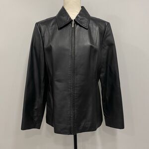 Colebrook Women’s L Black Leather Jacket Full Zip Moto Bikercore Classic 90s